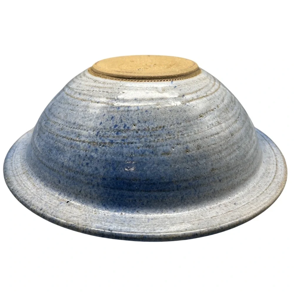 Handmade‎ Studio Pottery Bowl Blue Glaze Rustic Pottery Signd